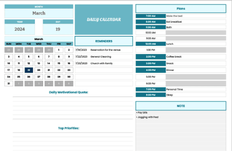 Daily Planner Google Calendar Template by Template.net